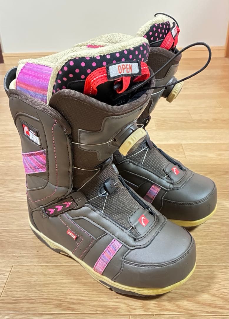 HEAD スノーボードブーツ 23cm ブラウン ピンク BOA システム
