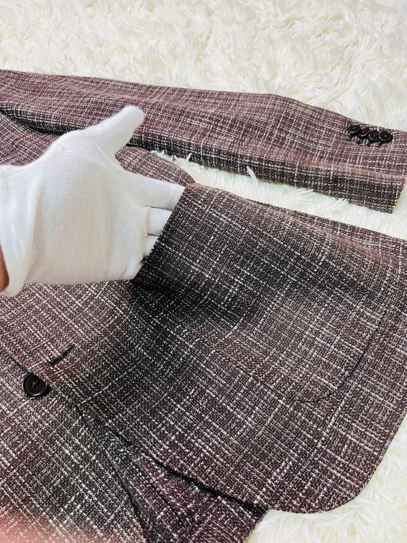 【シルク×リネン】ユニバーサルランゲージ　カノニコ生地　ツイードブレザー　46