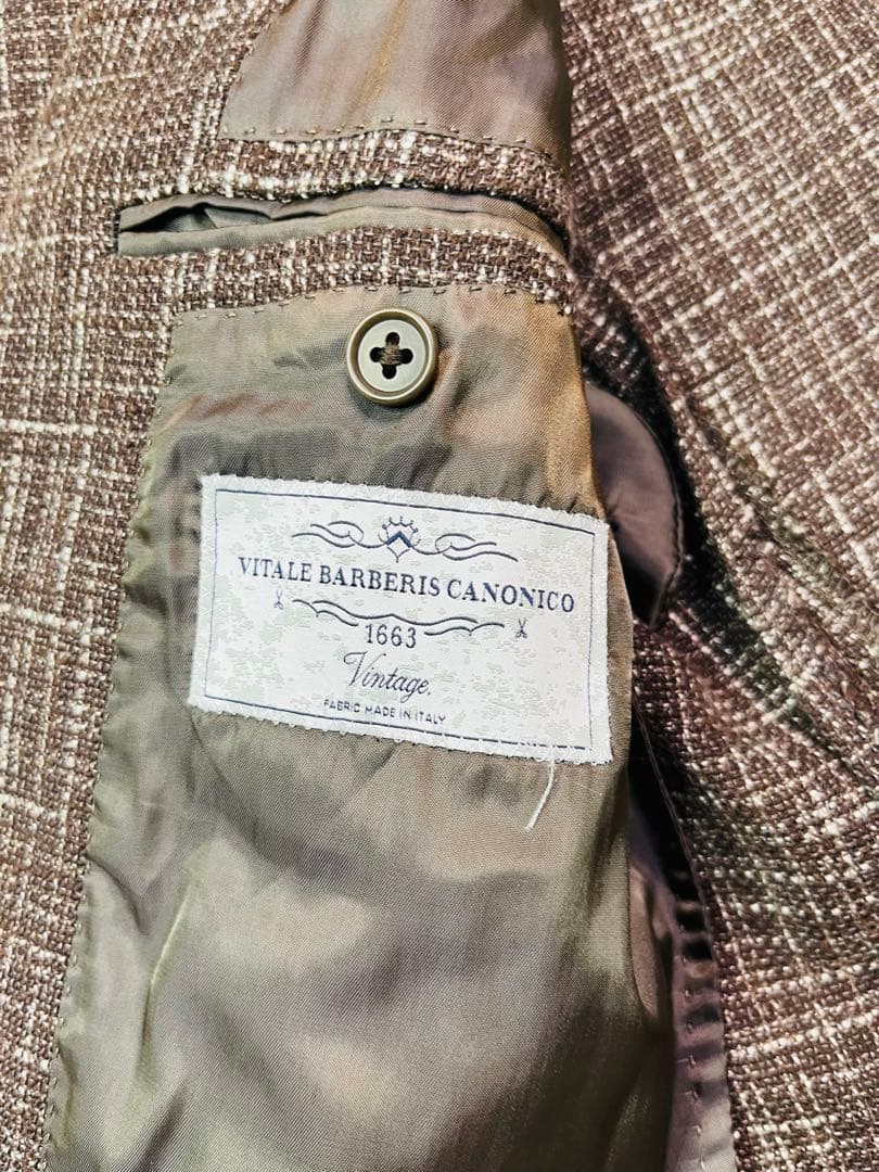 【シルク×リネン】ユニバーサルランゲージ　カノニコ生地　ツイードブレザー　46