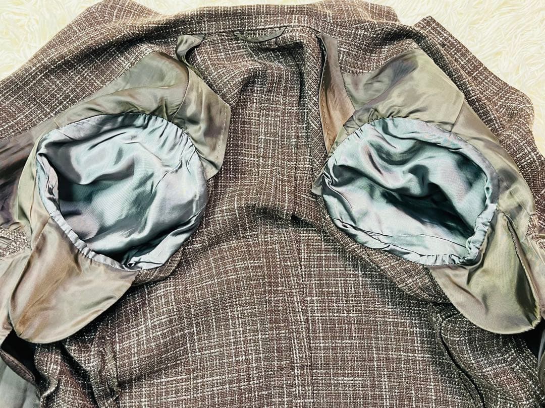 【シルク×リネン】ユニバーサルランゲージ　カノニコ生地　ツイードブレザー　46