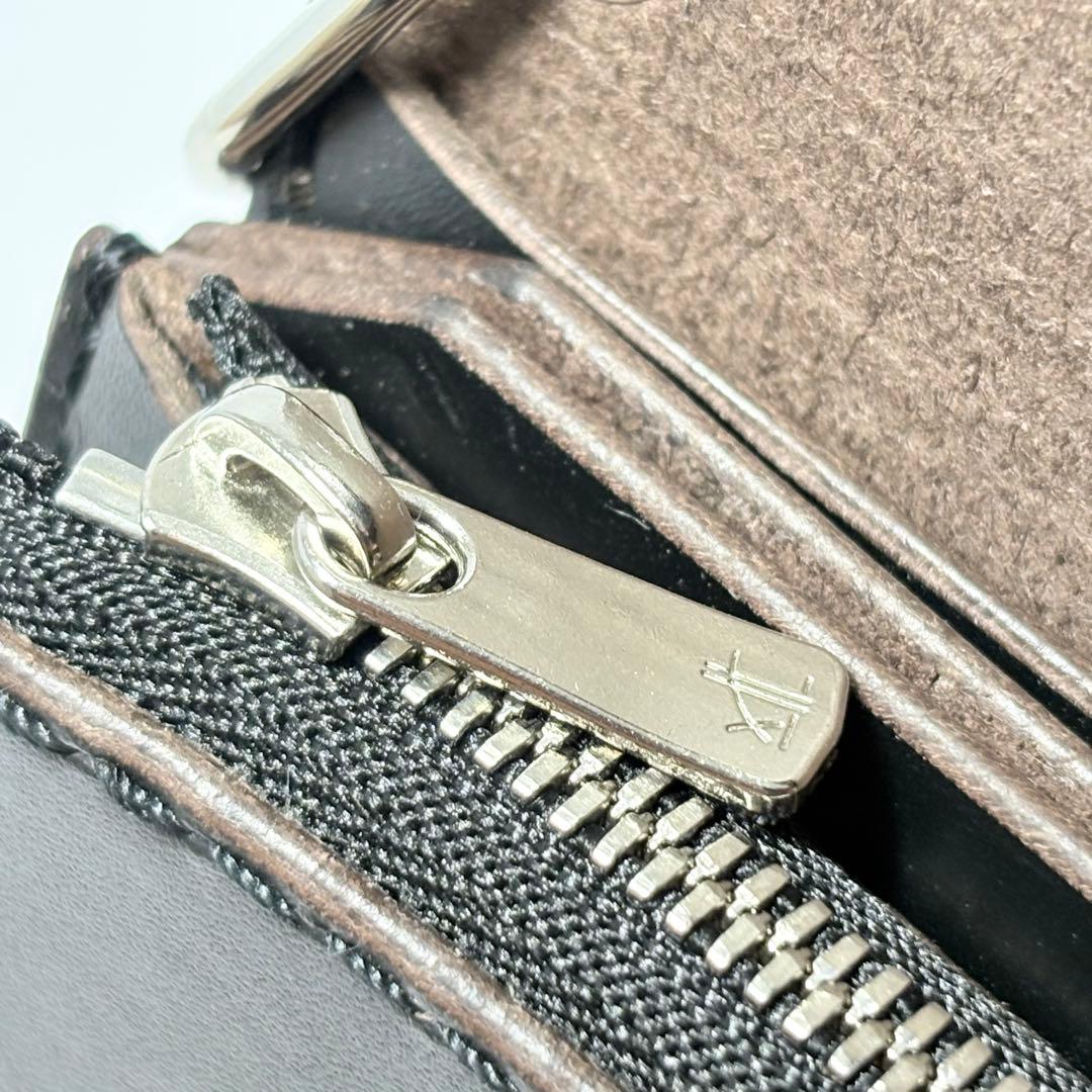 ショートトラッカーウォレット シルバー925 エクセラ姫路レザー　茶心ブラック