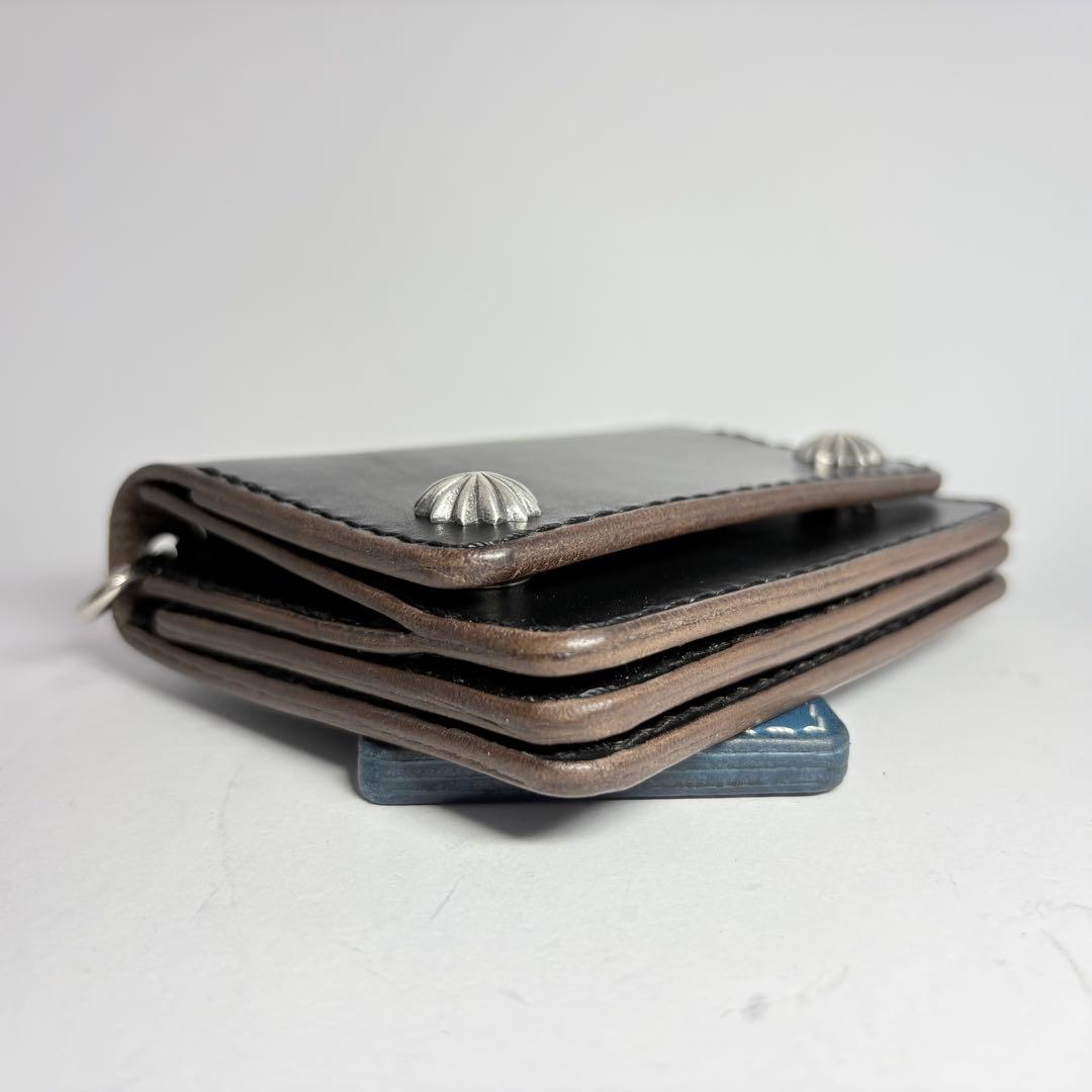 ショートトラッカーウォレット シルバー925 エクセラ姫路レザー　茶心ブラック