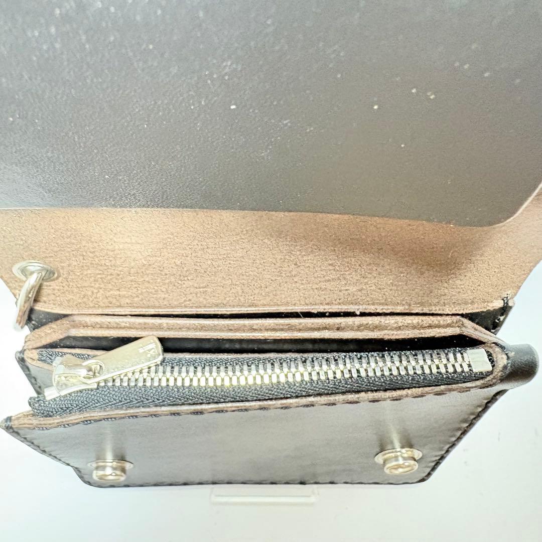 ショートトラッカーウォレット シルバー925 エクセラ姫路レザー　茶心ブラック