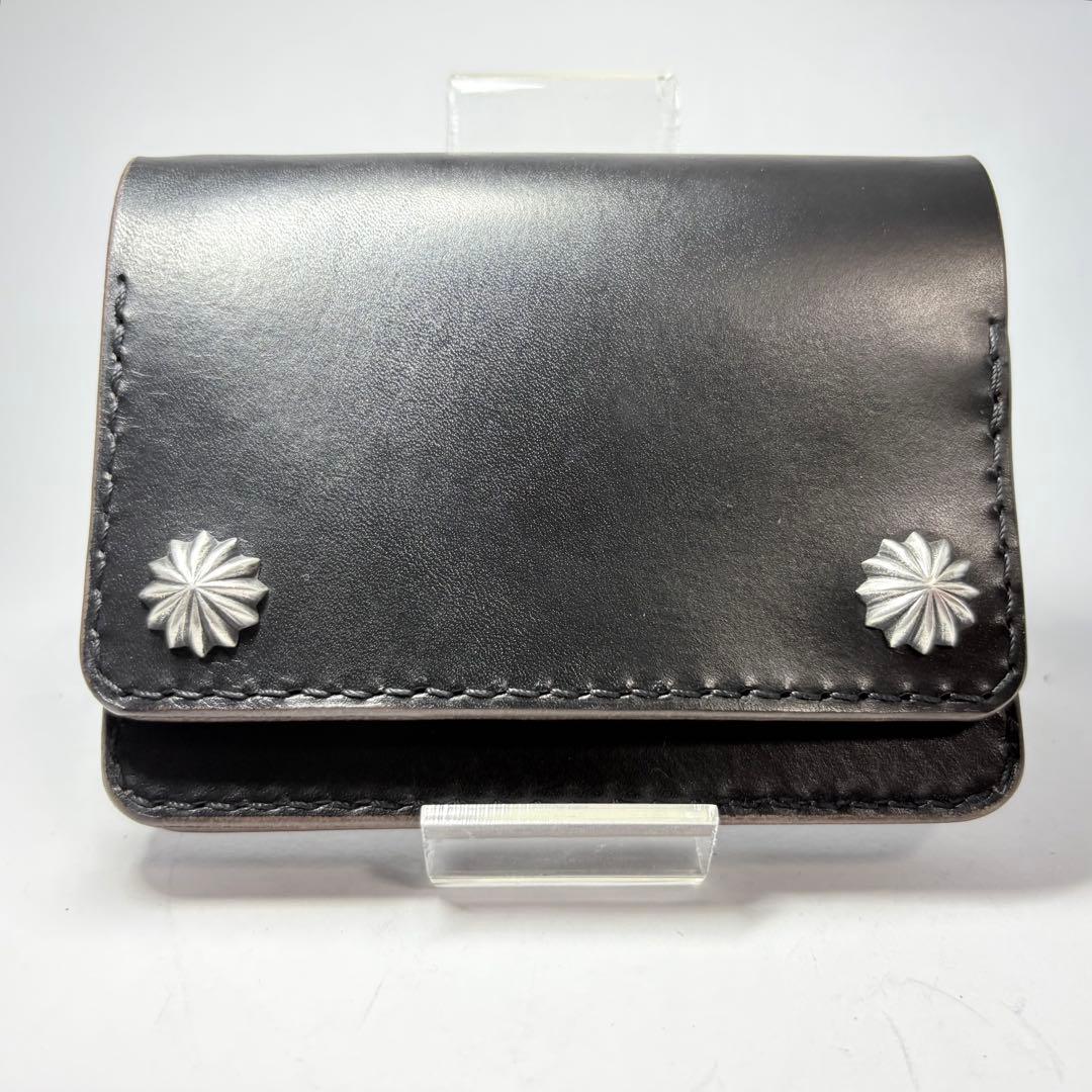 ショートトラッカーウォレット シルバー925 エクセラ姫路レザー　茶心ブラック