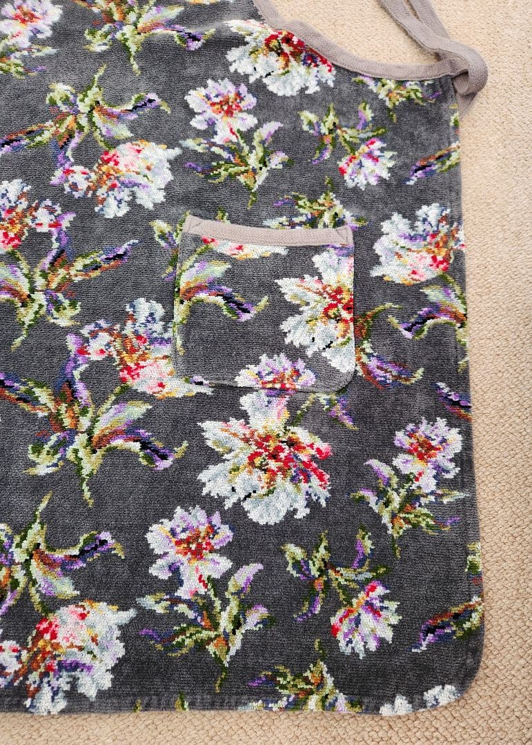 Feiler/フェイラー　 花柄エプロン シェニール織　グレー