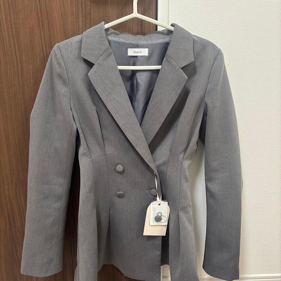 darich ダーリッチパネルデザインシルエットぺプラムジャケット GRY 新品