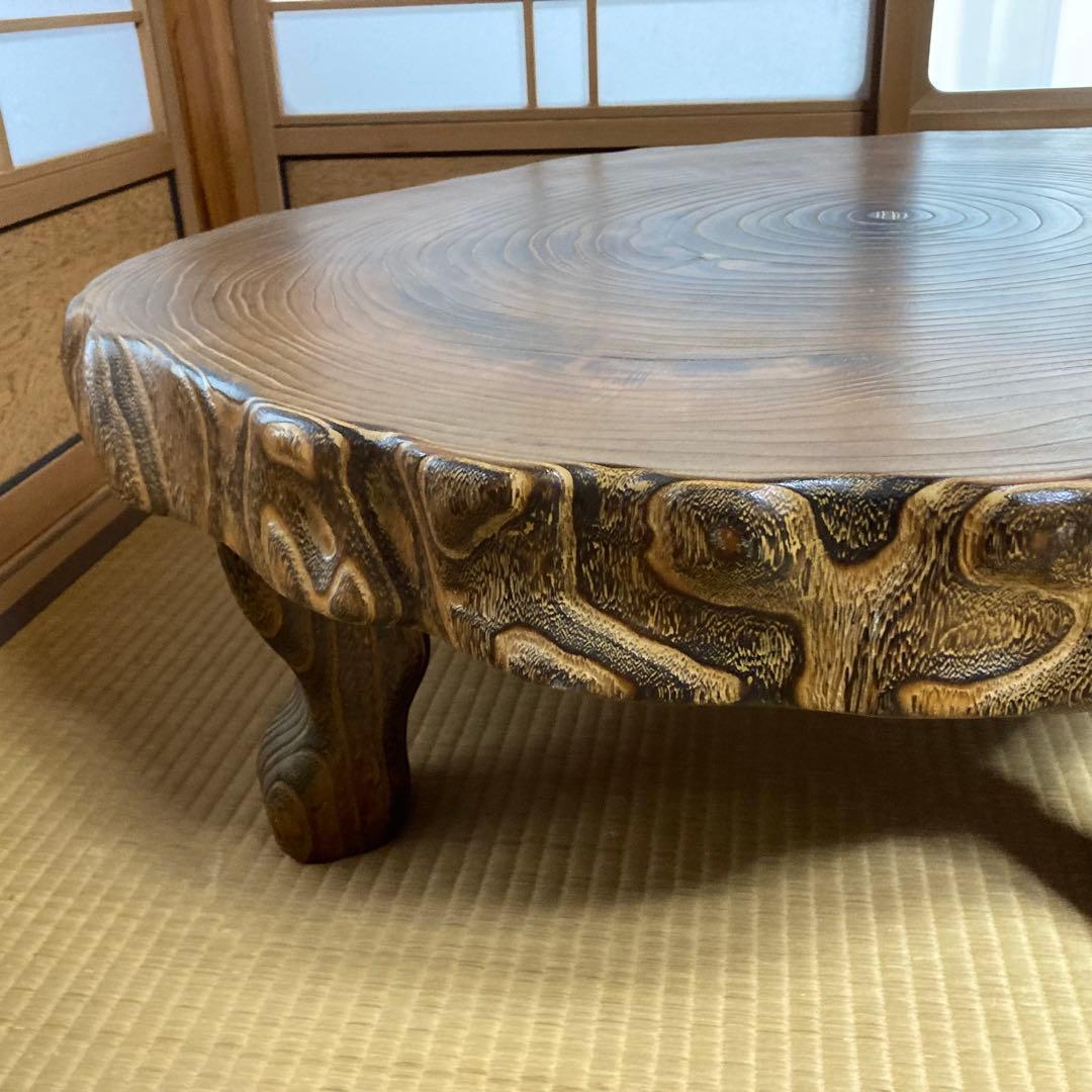 座卓 机 ローテーブル ちゃぶ台 年輪 木目 木製 和風 和室 家具 レトロ