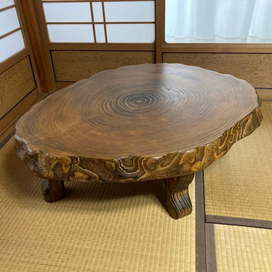 座卓 机 ローテーブル ちゃぶ台 年輪 木目 木製 和風 和室 家具 レトロ