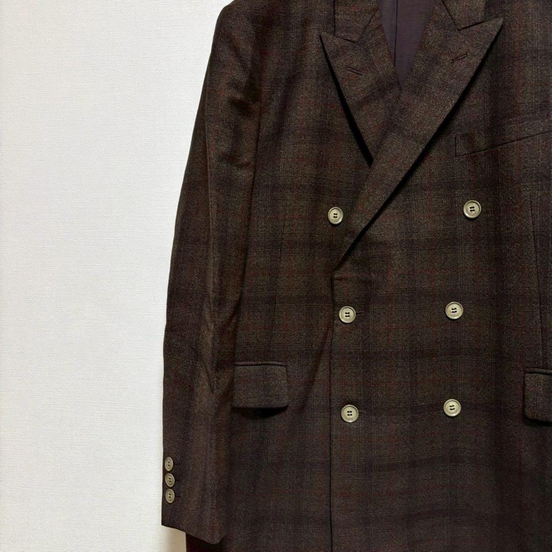 vintage スーツ ダブル ジャケット パンツ ブラウン 茶色 セットアップ