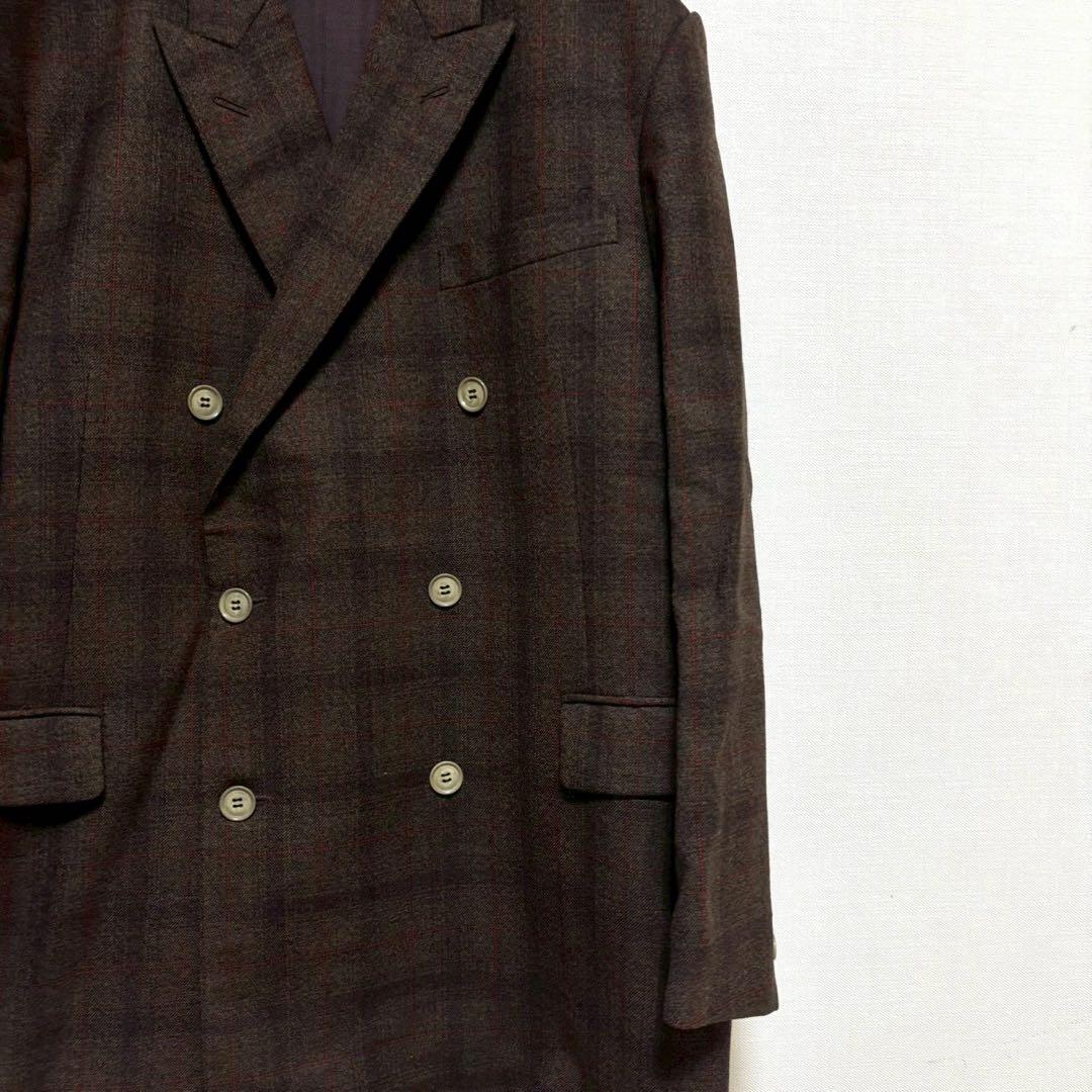 vintage スーツ ダブル ジャケット パンツ ブラウン 茶色 セットアップ