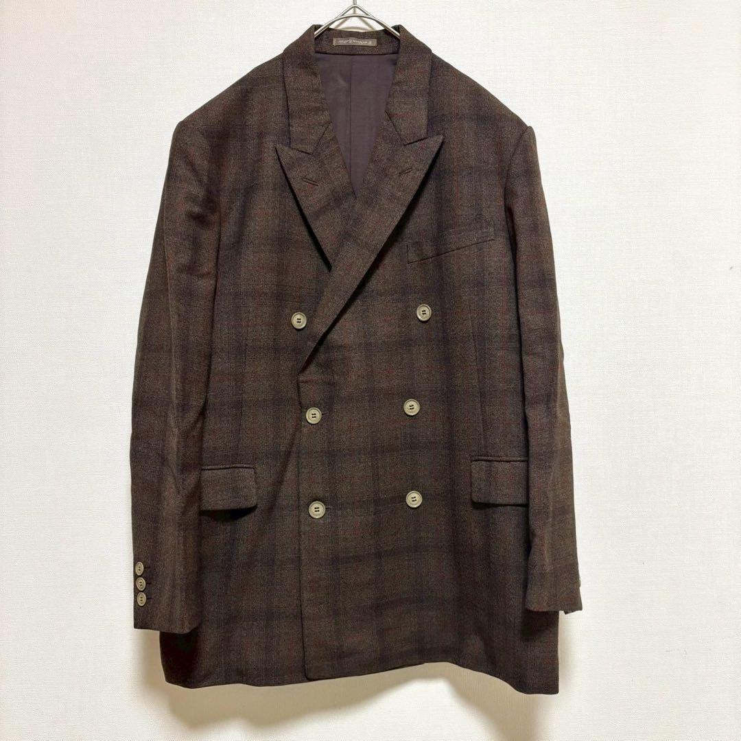 vintage スーツ ダブル ジャケット パンツ ブラウン 茶色 セットアップ