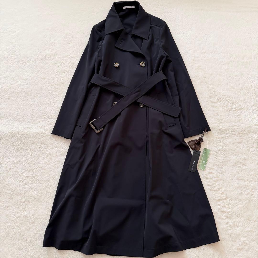 美品　フォクシーニューヨーク ケンジントレンチコート ミッドナイトブルー　40