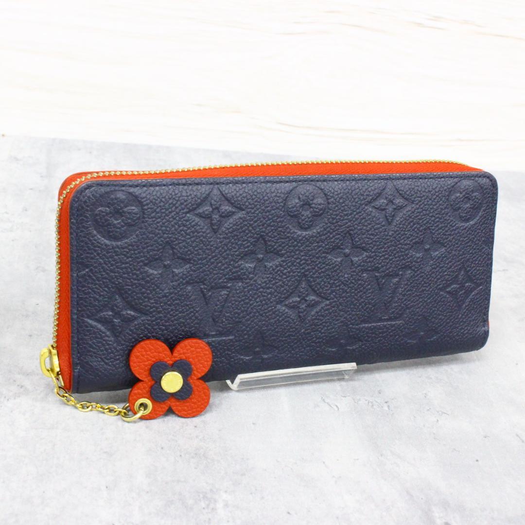 ◇ルイヴィトン ポルトフォイユ クレマンス フラワーチャーム ネイビー×レッド