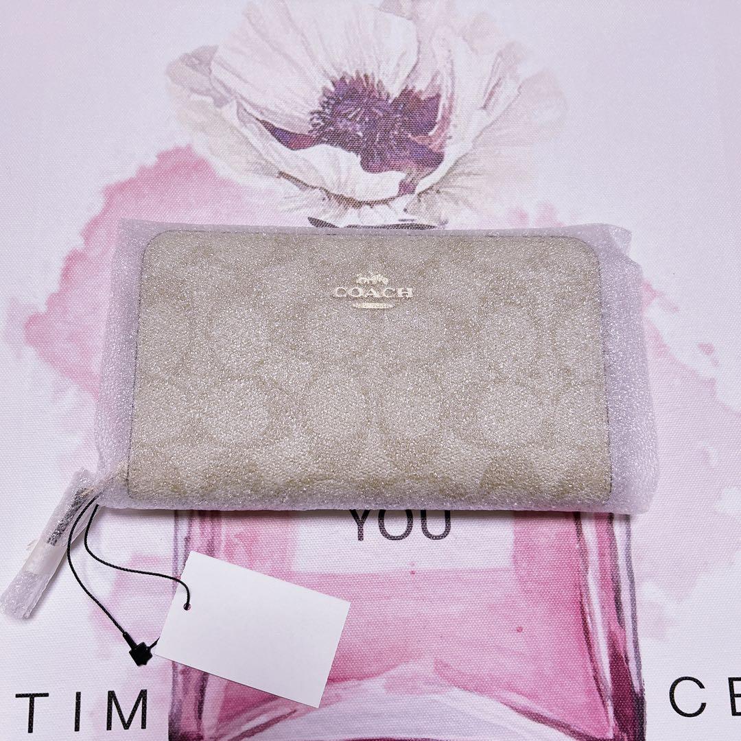 COACH シグネチャー ラウンドジップ 長財布 PVCコーティング