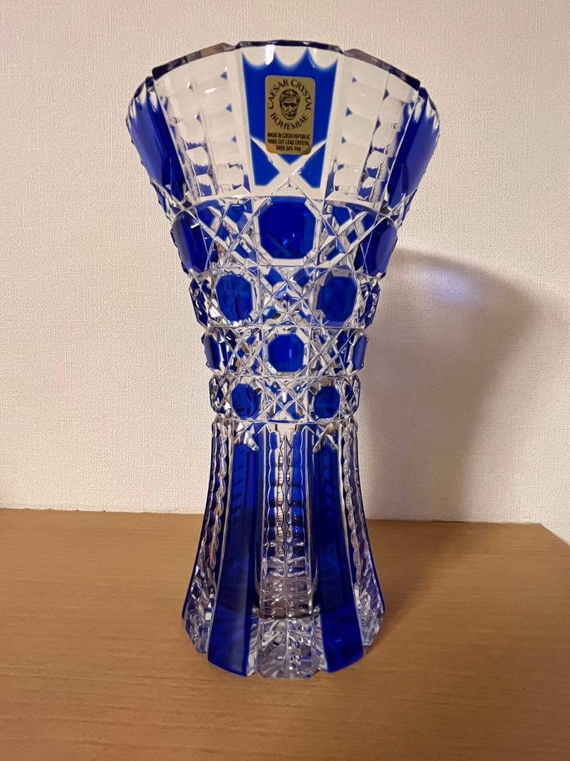 BOHEMIA ボヘミア カイザー ハンドカット 切子 花瓶 フラワーベース