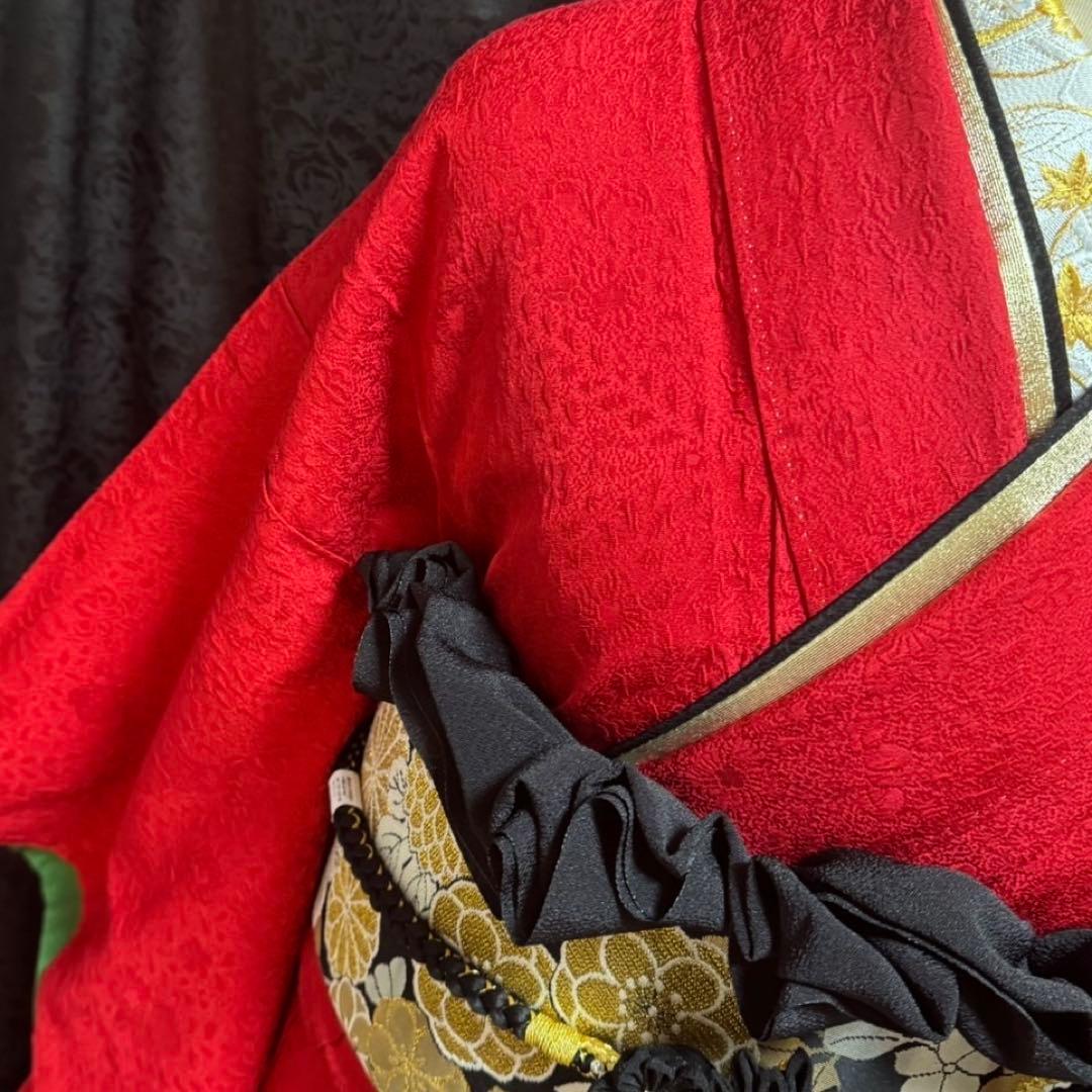 美品　辻ヶ花地紋　辻が花　色無地　赤地　逸品　フルセット　振袖　(振袖のみ)