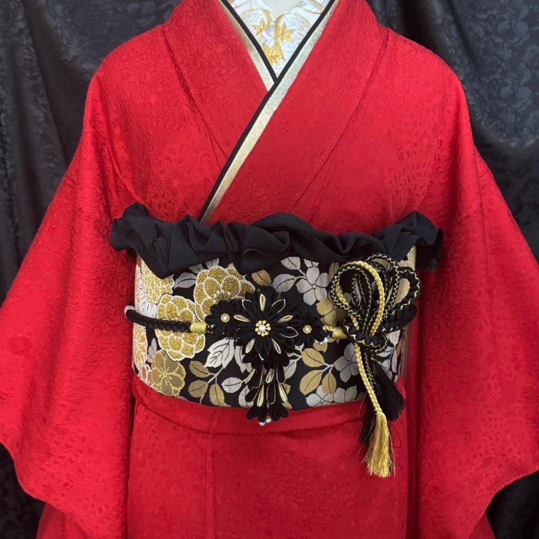 美品　辻ヶ花地紋　辻が花　色無地　赤地　逸品　フルセット　振袖　(振袖のみ)