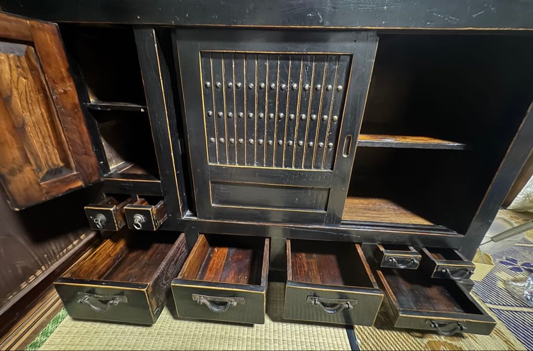 【高級】【良品】【限定4/20マデ】和風 茶箪笥(黒) Btype