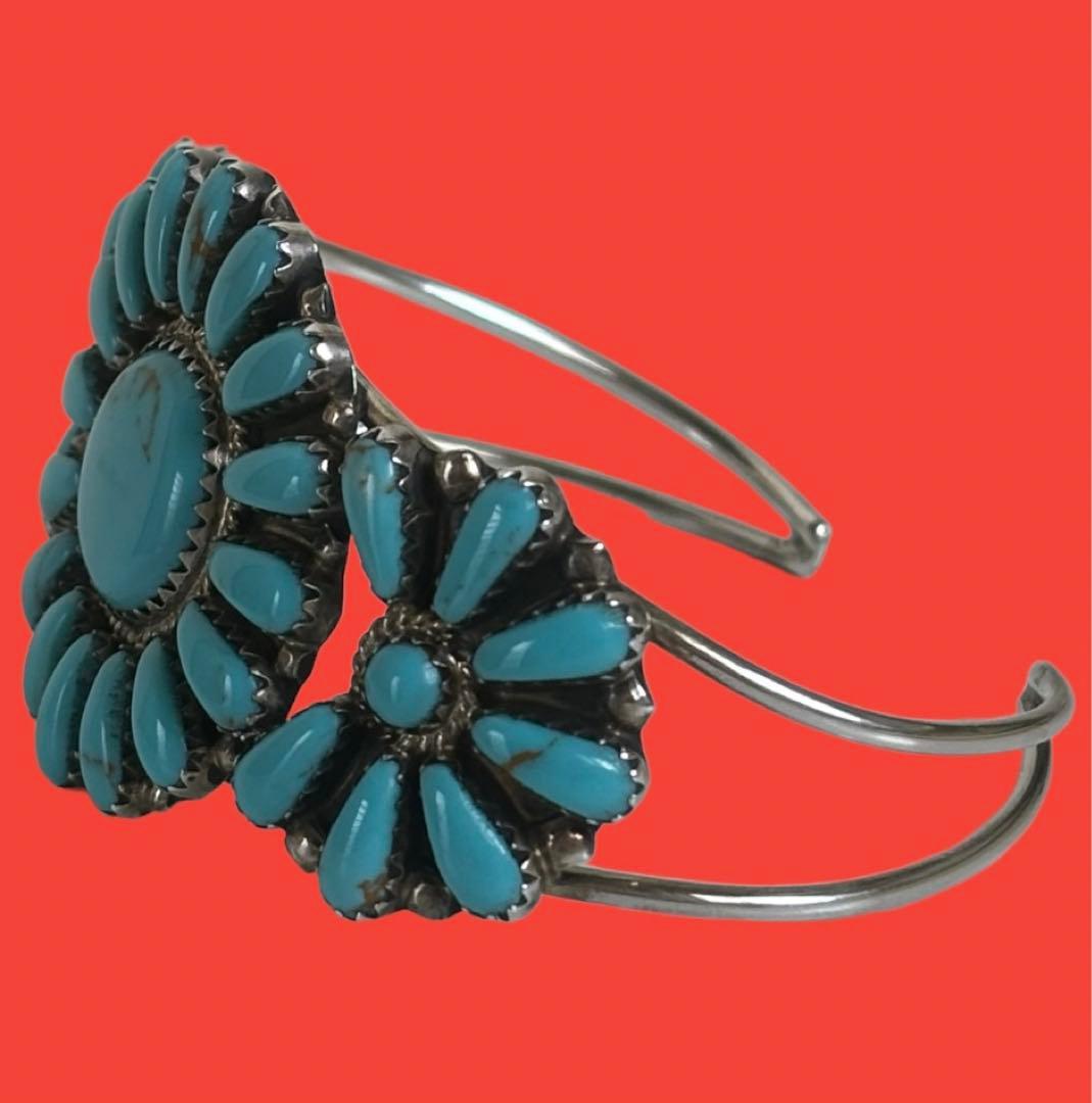 ＊STERLING＊ターコイズ バングル ナバホ インディアンジュエリー 刻印有