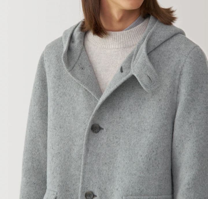 MUJI Labo 紳士 カシミヤ混ダッフルコート ライトグレー XL