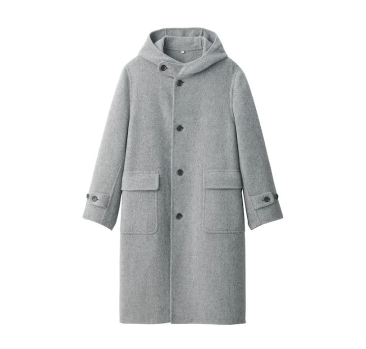 MUJI Labo 紳士 カシミヤ混ダッフルコート ライトグレー XL