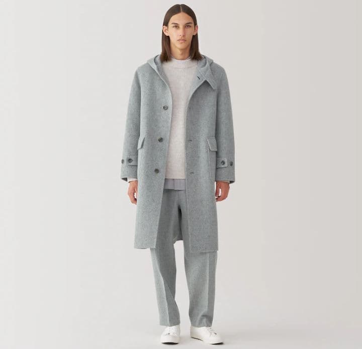 MUJI Labo 紳士 カシミヤ混ダッフルコート ライトグレー XL