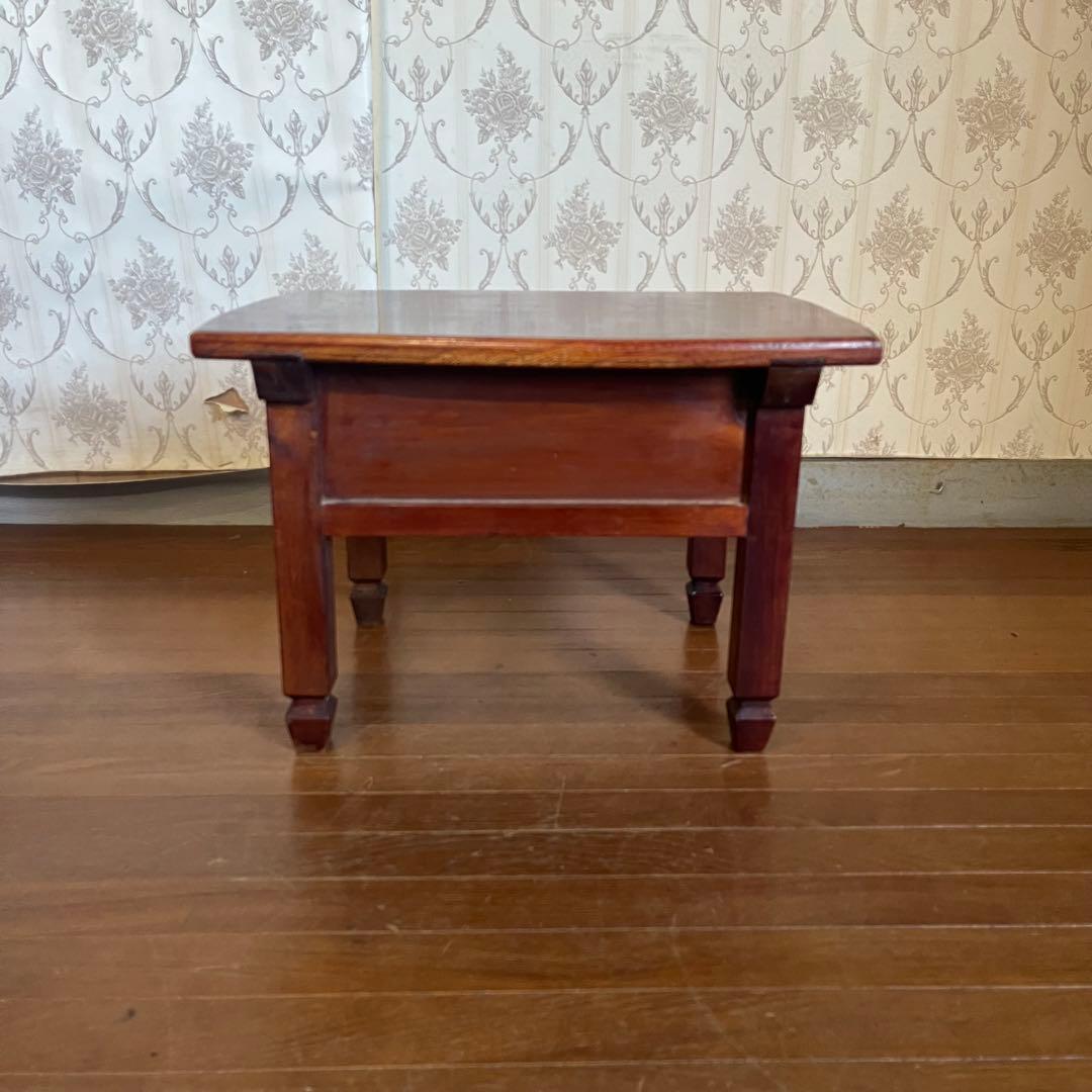 【アンティーク】木製 無垢材 引出し付 文机 座卓 コーヒーテーブル 昭和レトロ