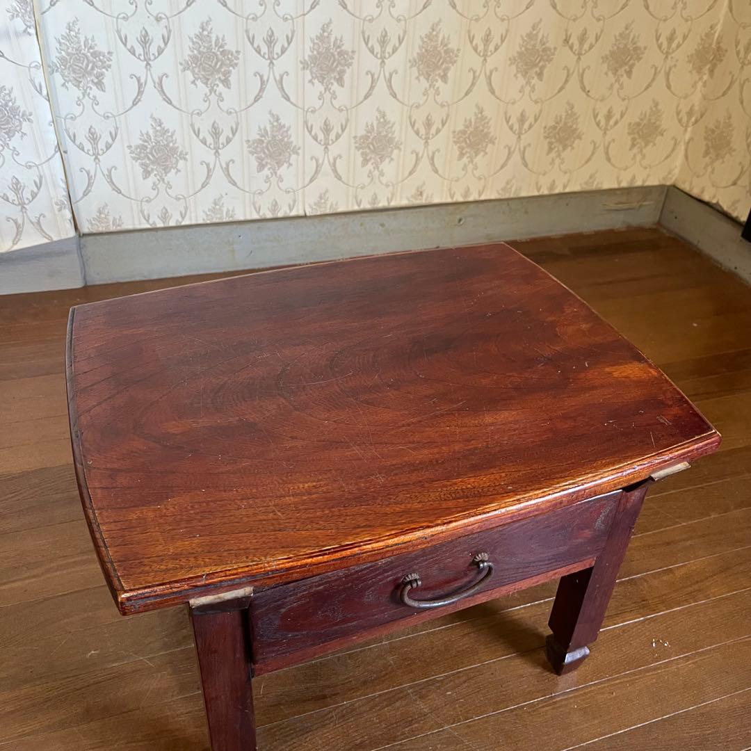 【アンティーク】木製 無垢材 引出し付 文机 座卓 コーヒーテーブル 昭和レトロ