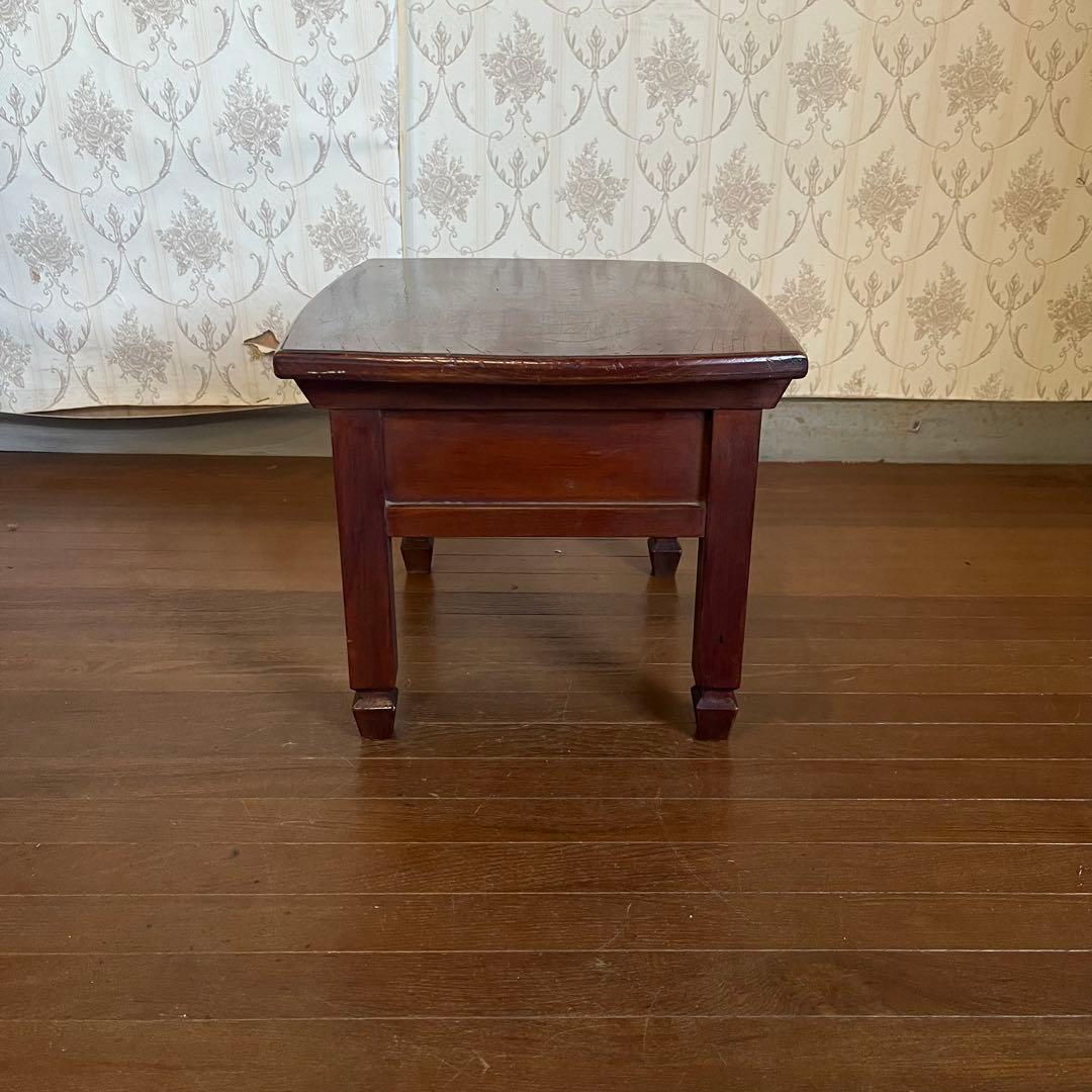 【アンティーク】木製 無垢材 引出し付 文机 座卓 コーヒーテーブル 昭和レトロ