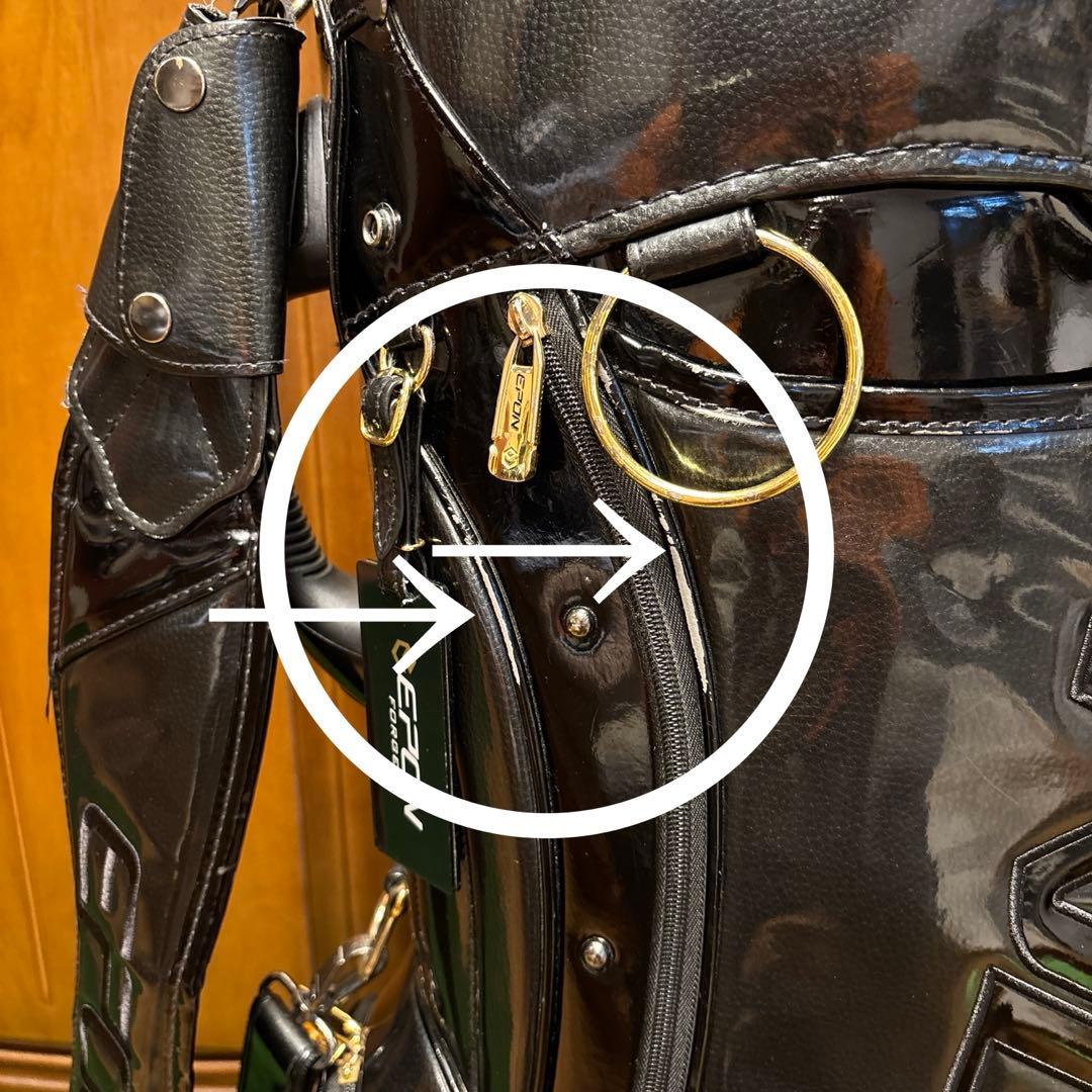 希少！エポン越後の龍エナメルキャディバッグ黒、パターカバー付き