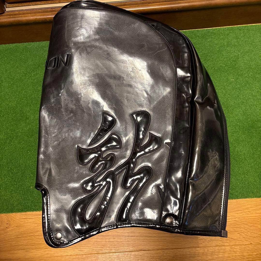 希少！エポン越後の龍エナメルキャディバッグ黒、パターカバー付き