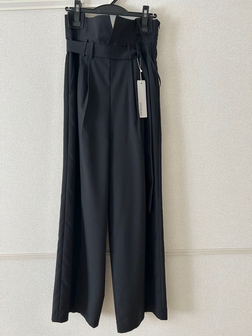 roughlow verseau ハイウエストワイドサロペット ブラック