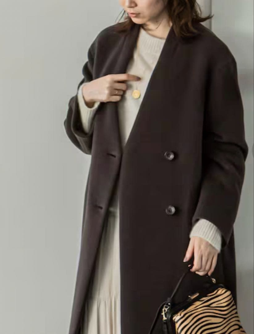 11/9まで値下げ中！ NOBLE MTRノーカラーコート グレー 36