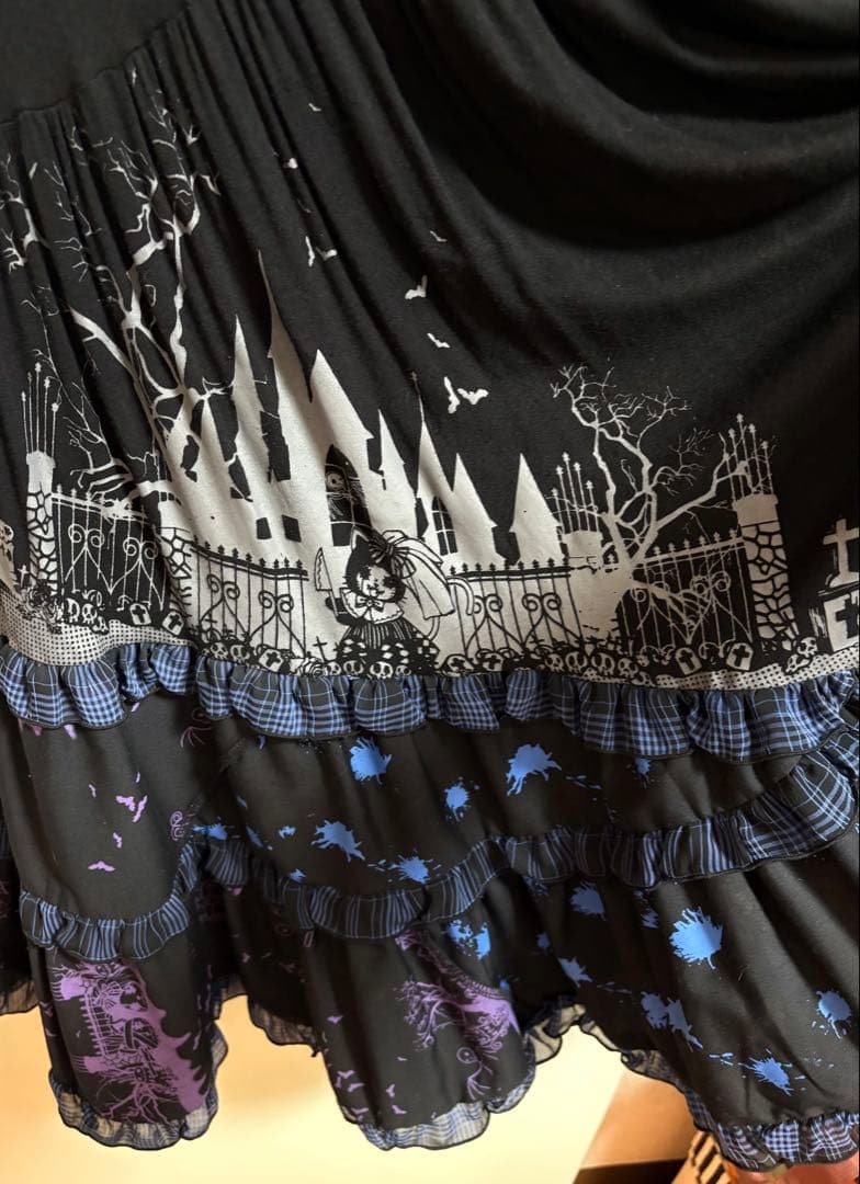 HANGRY&ANGRYワンピース 青×黒　美品/连衣裙，蓝黑配色，成色极佳