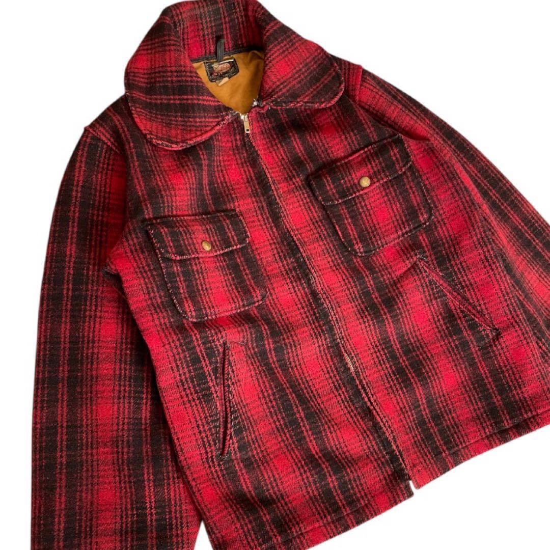 希少vintage50sWoolrichバッファローチェックウールジャケット古着