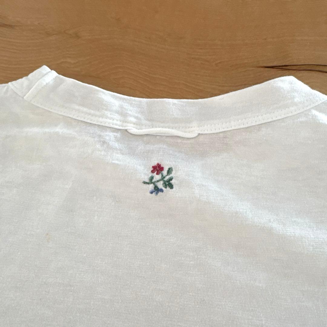 45R 白刺繍の四角ロンT レディース4