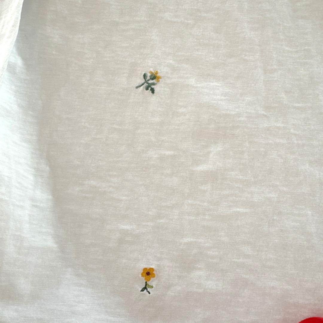 45R 白刺繍の四角ロンT レディース4