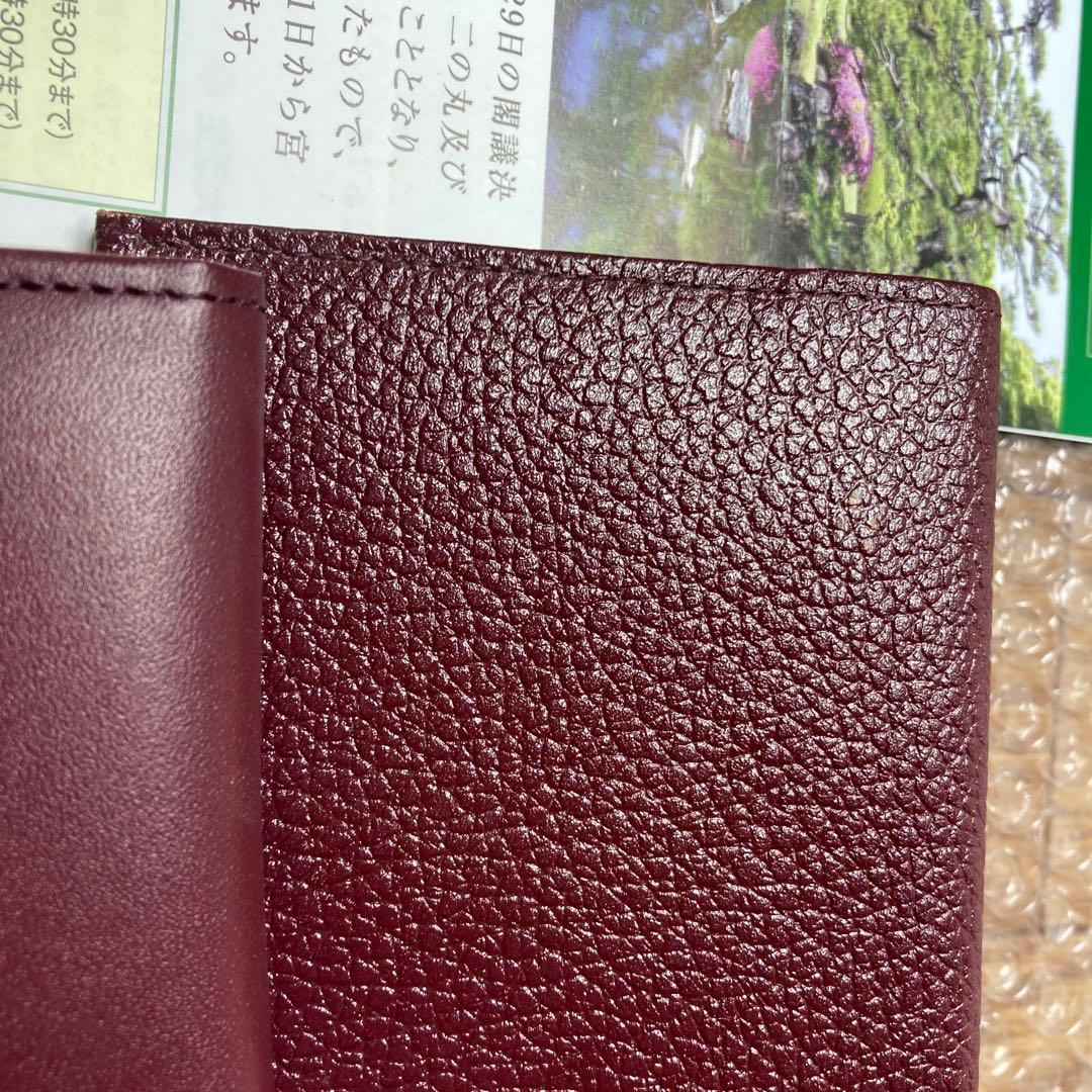 希少色　皇居財布レザー長財布 菊の御紋　ケース 小銭入れ エンジ ボルドー