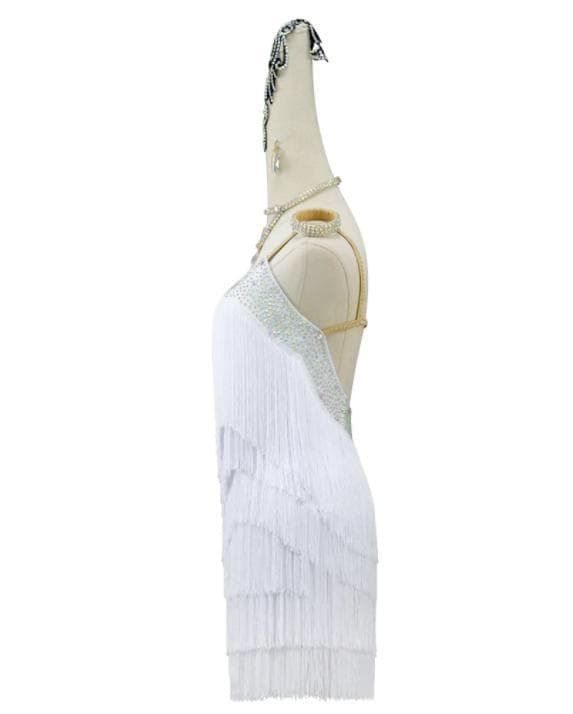 新品 社交ダンス衣装 ラテンワンピース ラテンドレス ホワイト オーダーメイド