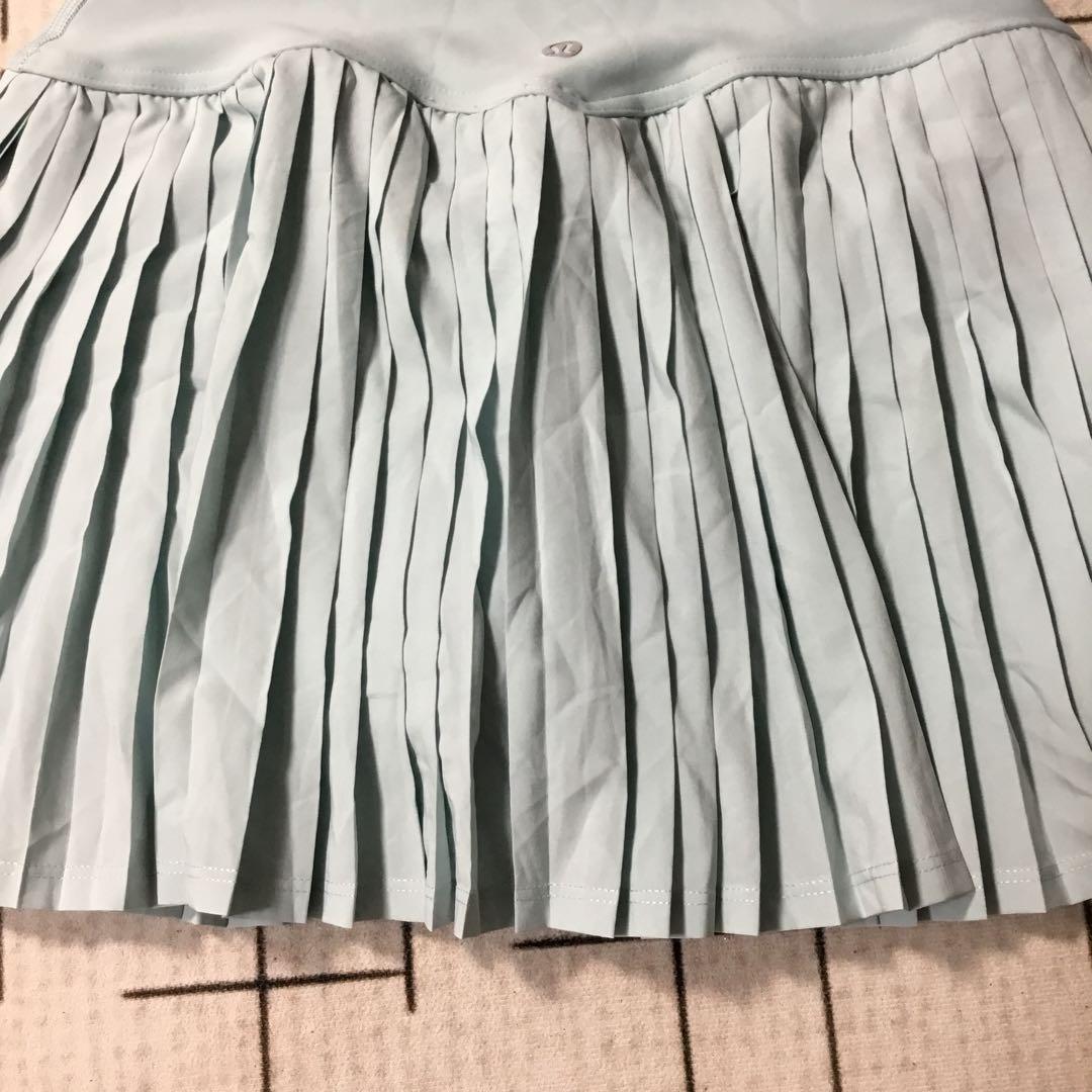 水色 プリーツミニスカート