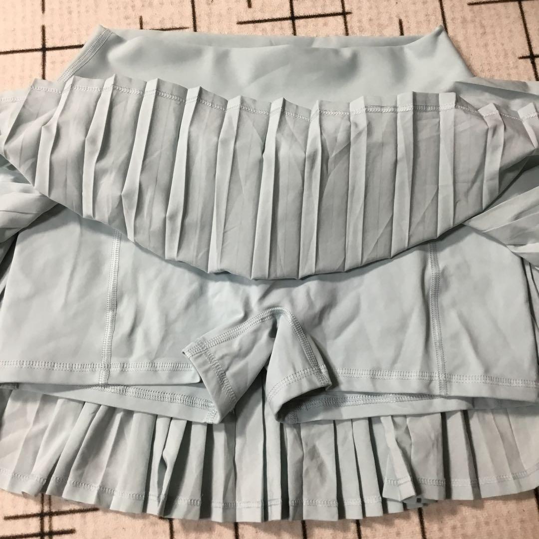 水色 プリーツミニスカート