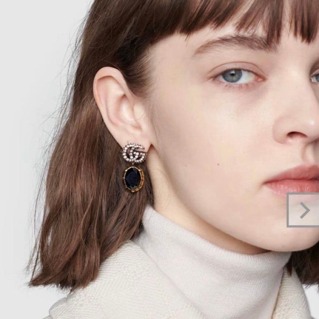 グッチ GUCCI ダブルG クリスタル　ラインストーン ピアス