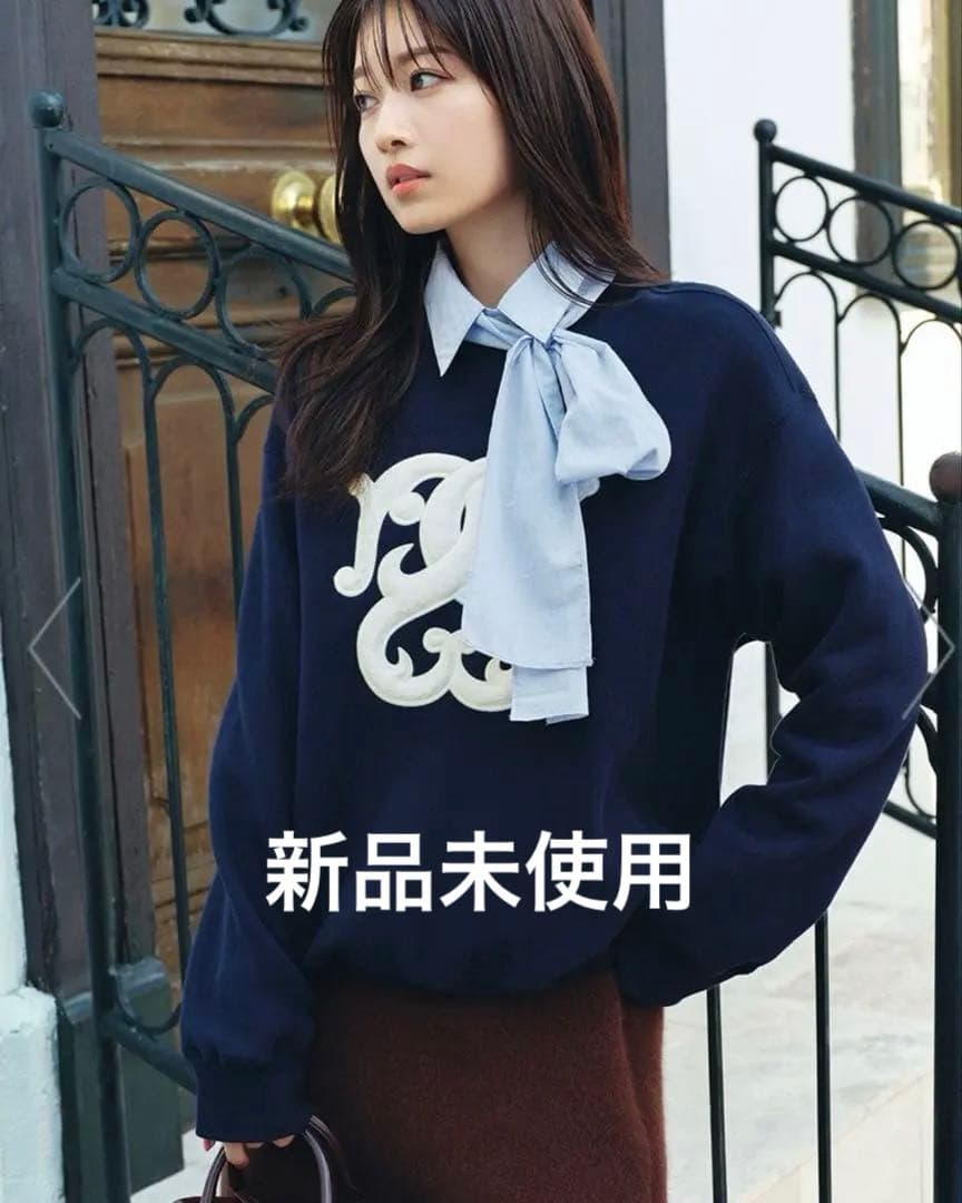 新品未使用タグ付きSNIDEL WEB限定ロゴモチーフスウェット　ネイビー