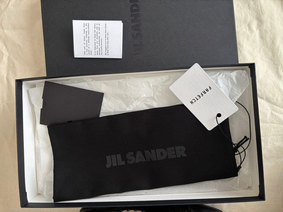 JIL SANDER ブラックレザー フラットシューズ　35