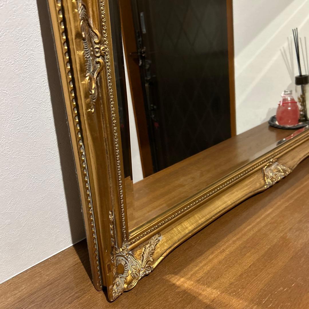 ⑤イギリスアンティーク調鏡✳︎大きな鏡✳︎金色フレーム