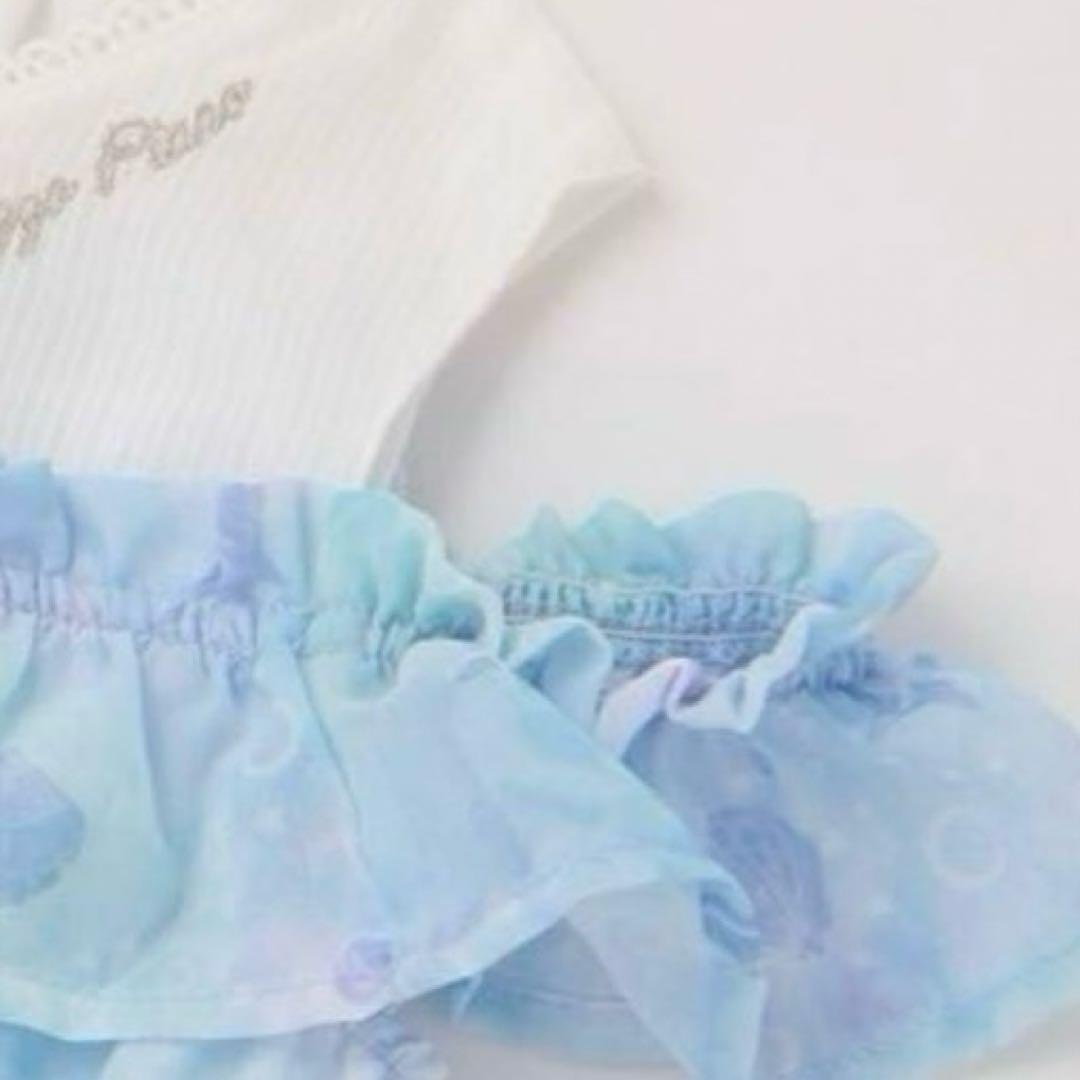 メゾピアノ シェル柄シフォン　肩開きワンピース　140