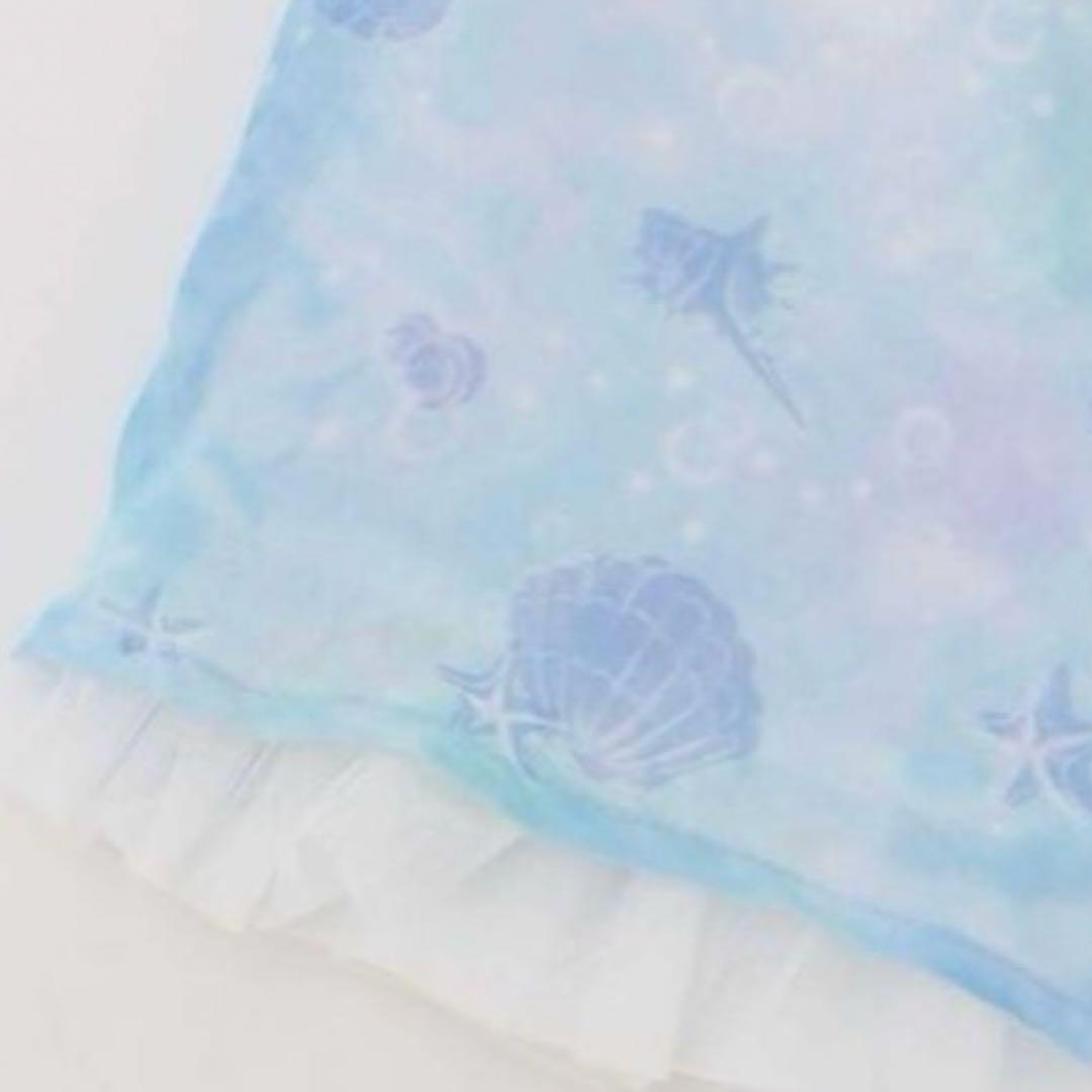 メゾピアノ シェル柄シフォン　肩開きワンピース　140