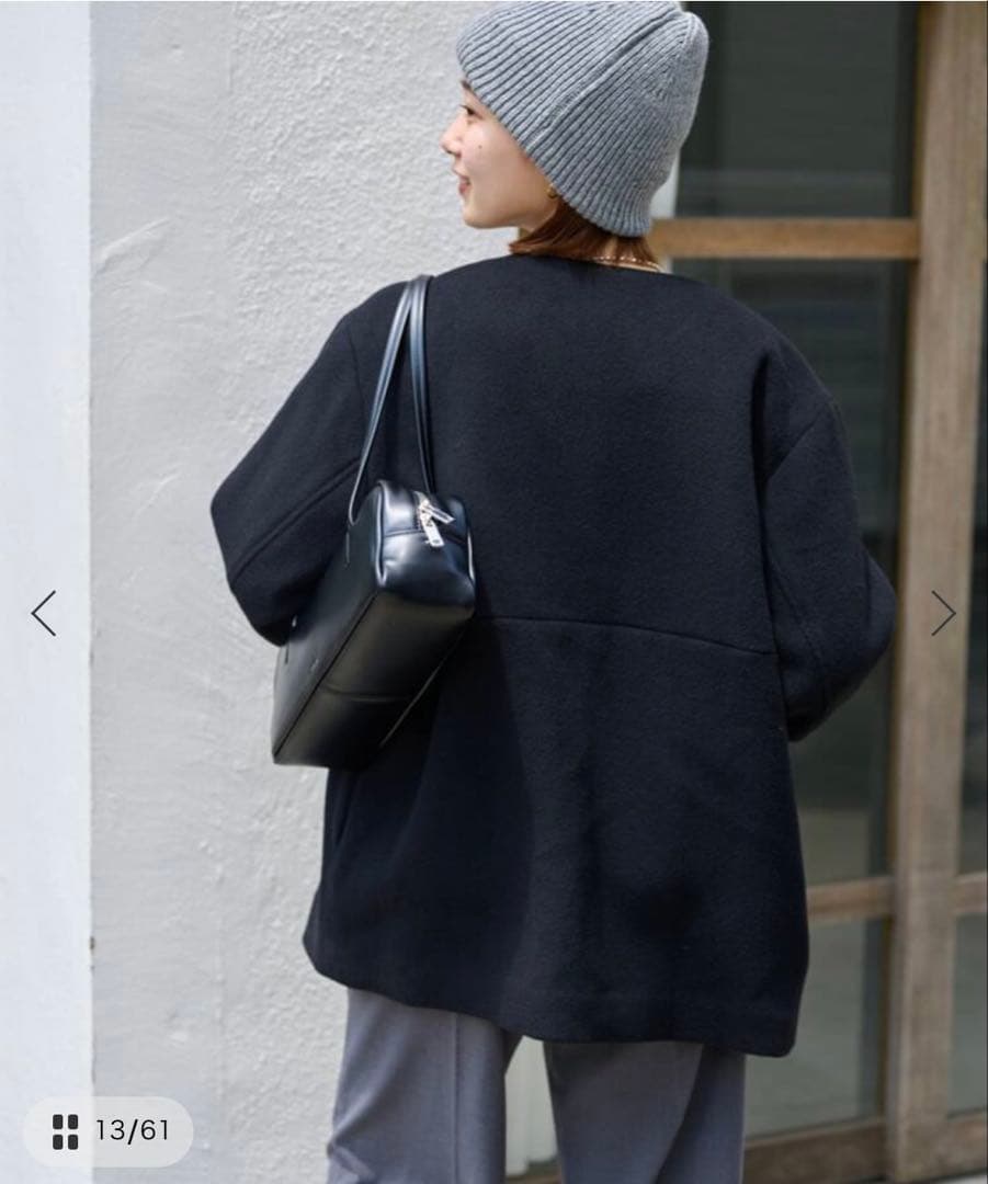 ジャーナルスタンダードレリューム　スーパーファインビーバークルーネックコート　黒