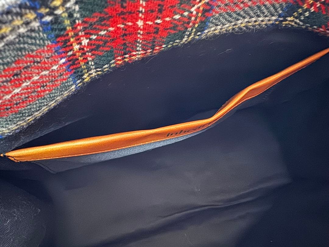 【裏地に破れあり】jnhearts チェックウールガーデンミドル　レッド