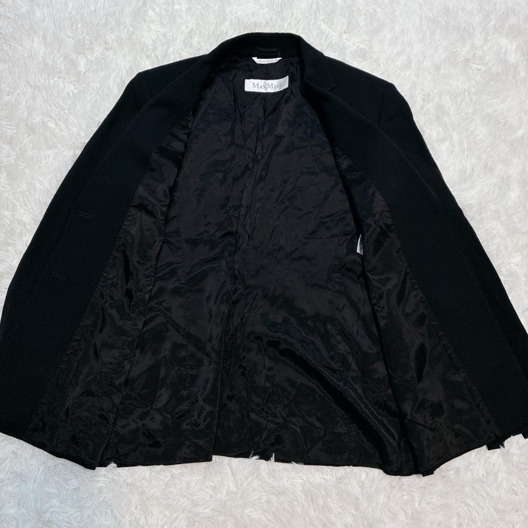 【極美品】 マックスマーラ 白タグ テーラードジャケット ウール 貝殻ボタン 黒